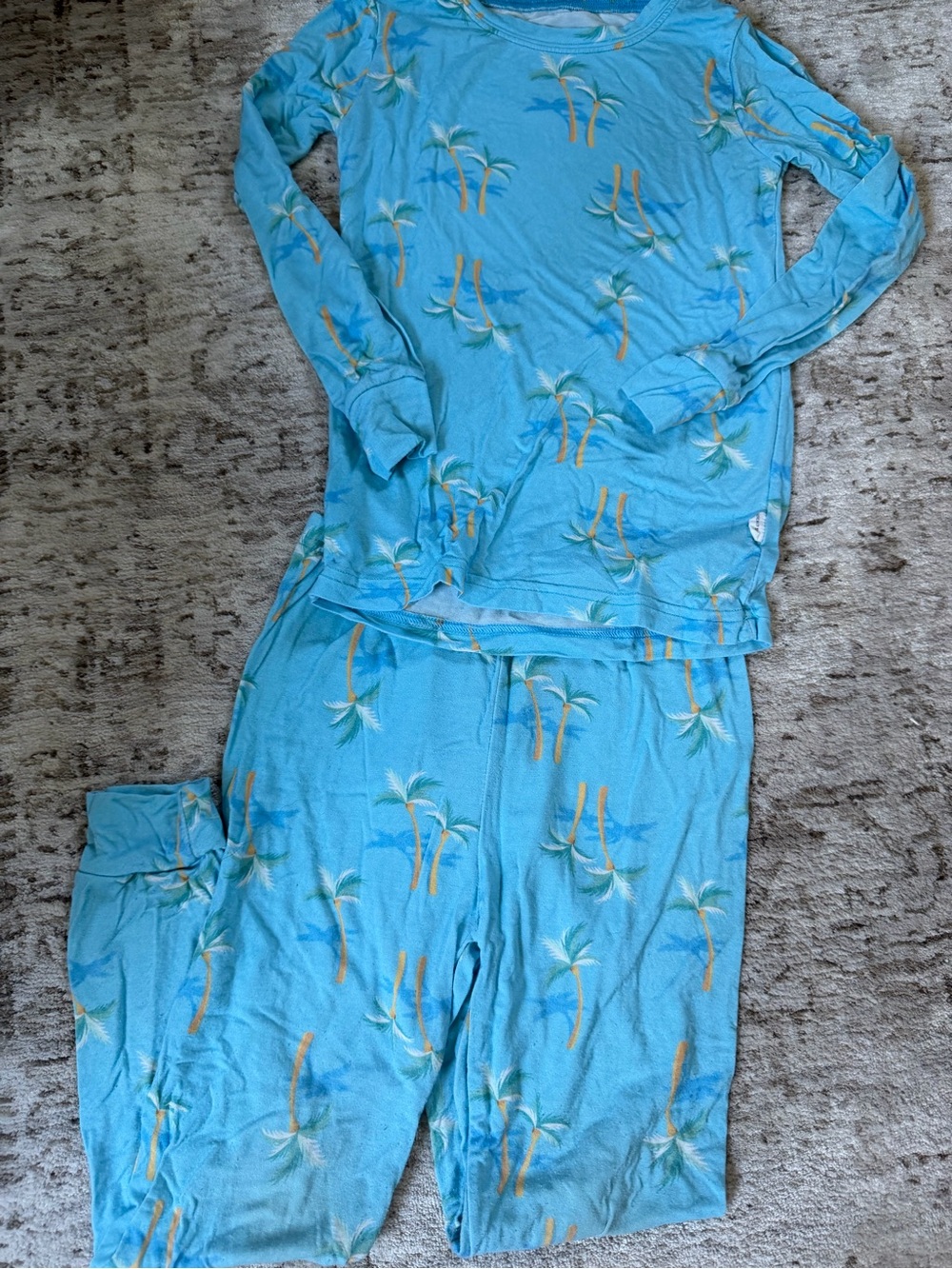5T - Kids Blue Palm-Print Pajama Set Bamboo Basically SoHo